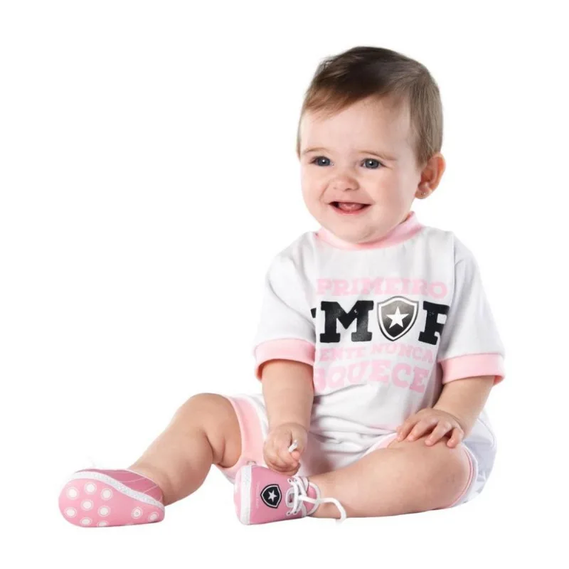 Macacão Bebê Atlético MG Primeiro Amor Rosa - Torcida Baby GG / Branco