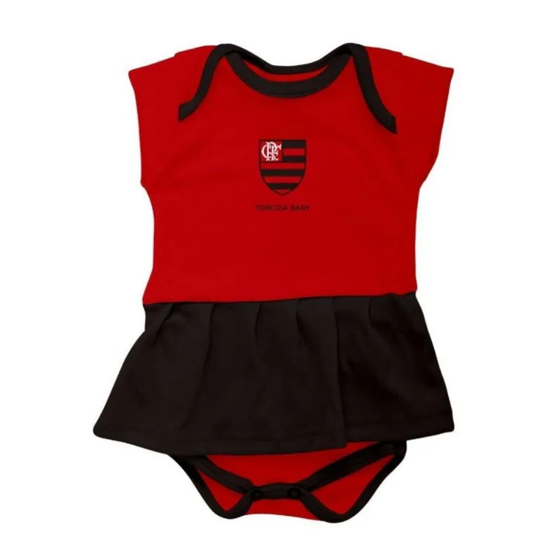 Body Vestido Flamengo Infantil - Torcida Baby M / Vermelho / Preto
