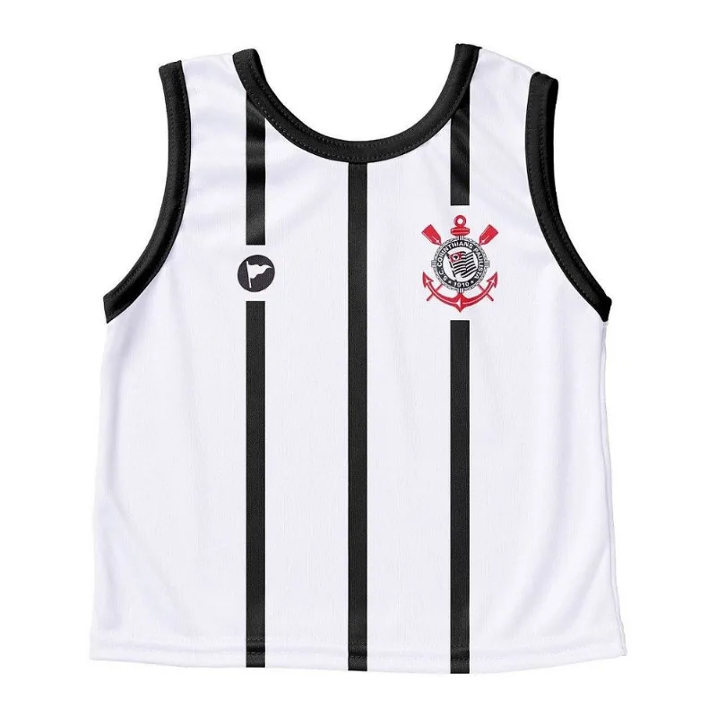 Camiseta Corinthians Bebê Regata Branca - Torcida Baby Tam 2