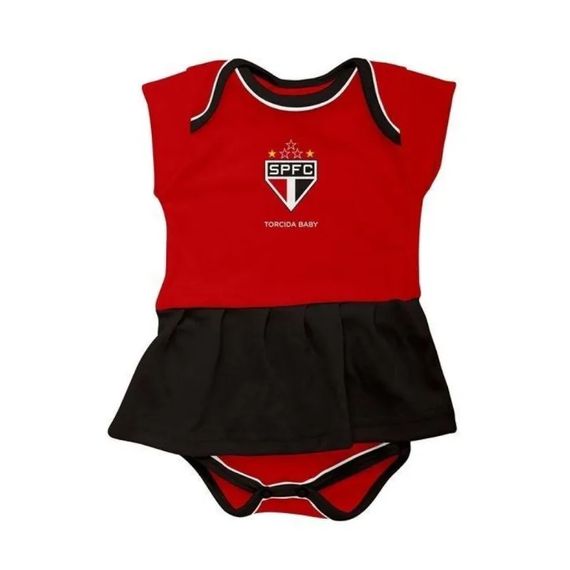 Body Vestido São Paulo - Torcida Baby Tam 2 / Vermelho / Preto