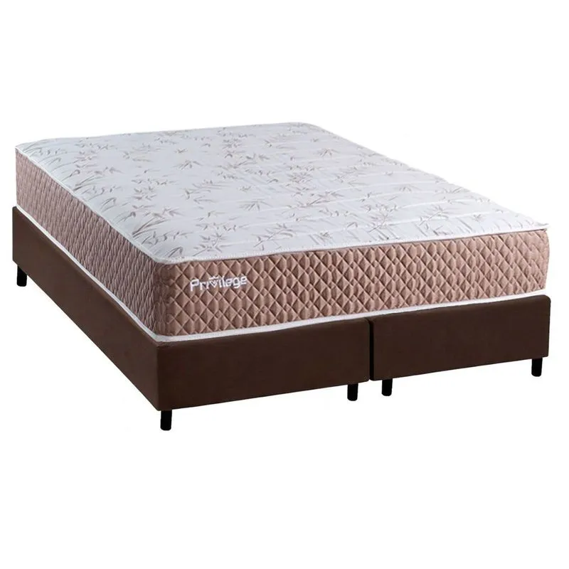 Cama Box CRC Queen +Colchão Molas Privilege Paropas 158x198
