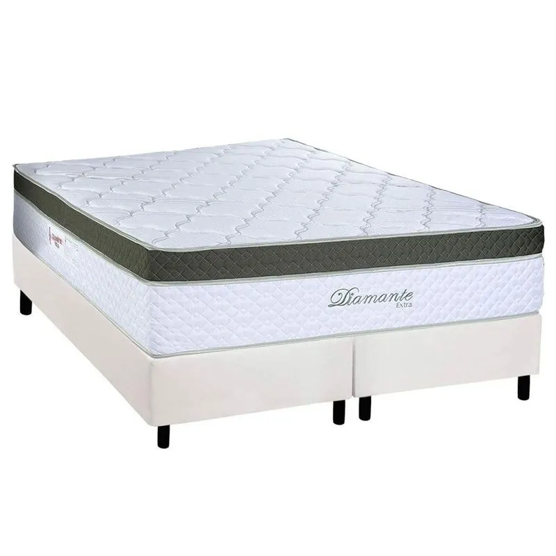 Cama Box Queen: Colchão Molas Ensacadas Paropas Diamante Extra White + Base CRC Corano White (158x198)
