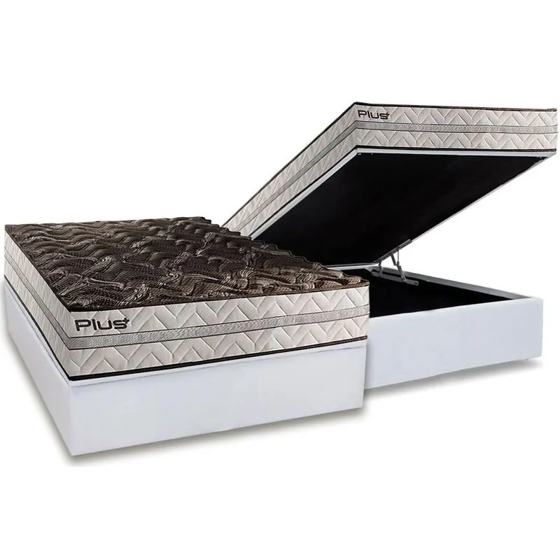 Cama Box Baú Casal: Colchão Espuma D33 Paropas Pasquale Plus + Base CRC Linhão White (138x188)