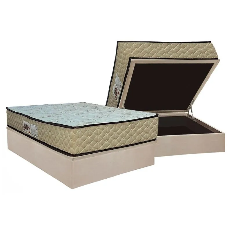Cama Box Baú Casal: Colchão Ortopédico Paropas AG65 Sofistic Clean + Base CRC Suede Clean (138x188)