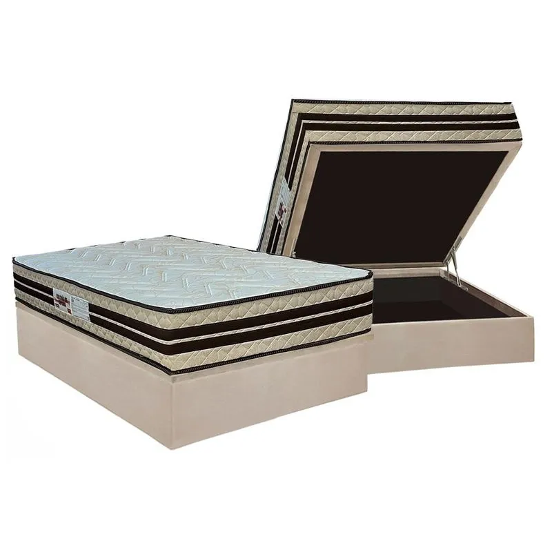 Cama Box Baú Casal: Colchão Ortopédico Paropas AG65 Confort New + Base CRC Suede Clean (138x188)