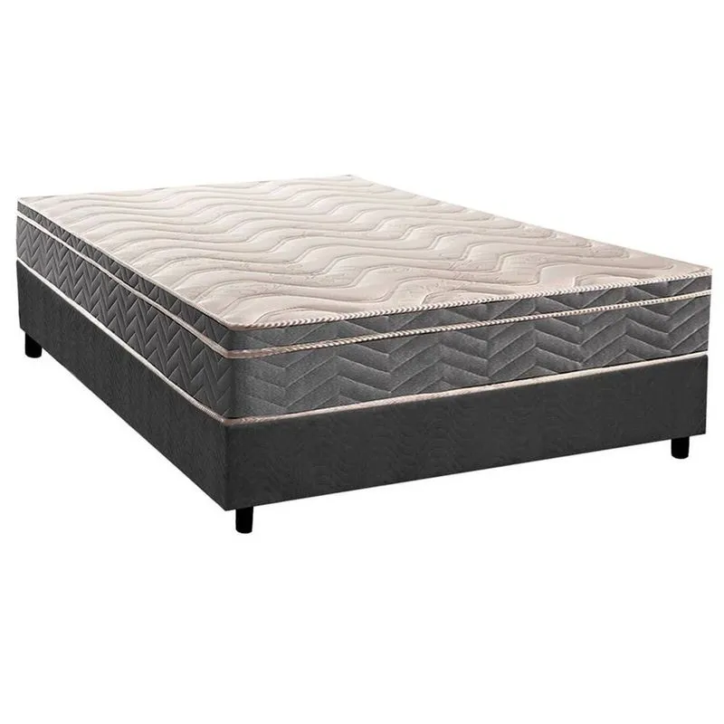 Cama Box Casal: Colchão Ortopédico Paropas D45 Anatômico Confort Mega Firme + Base crc Suede Gray (138x188)