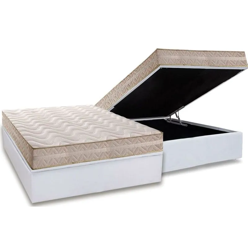 Conjunto Box Baú Casal: Colchão Molas Paropas D28 / Master AG80 Clean Double Face 17 + Base CRC Courano White (138x188)