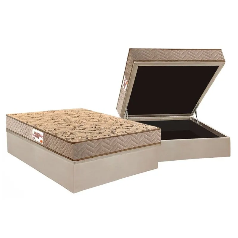 Conjunto Box Baú Casal: Colchão Molas Paropas Compact AG 65 / D28 Royalle Clean + Base CRC Suede Clean (138x188)