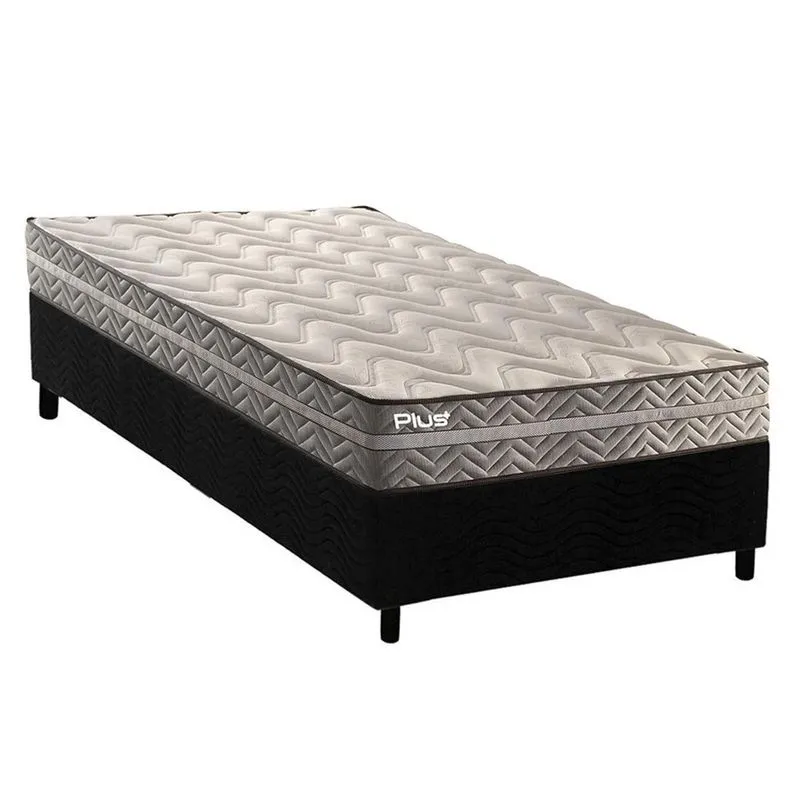 Conjunto Box Solteiro: Colchão Espuma Paropas D45 Pasquale Plus Gray + Base crc Suede Black (78x188)