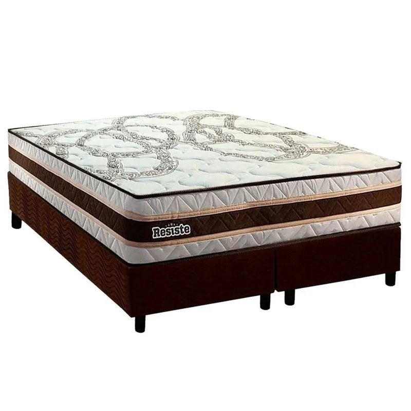 Conjunto Box Queen: Colchão Anatômico Paropas Resiste Double Face ag D45 + Base crc Suede Brown (158x198)