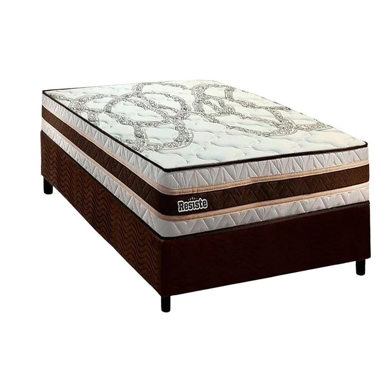 Conjunto Box Solteiro: Colchão Anatômico Paropas Resiste Double Face ag D45 + Base crc Suede Brown (78x188)