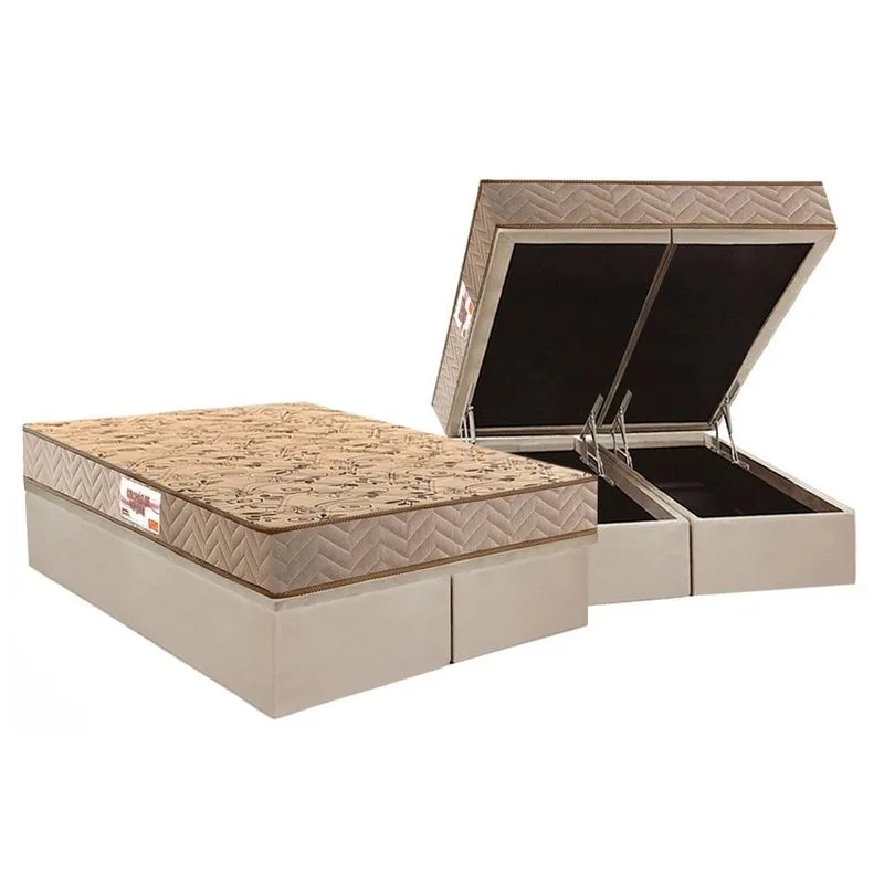 Conjunto Box Baú Queen: Colchão Espuma Paropas Compact ag 65 / D28 Royalle Clean + Base crc Suede Clean (158x198)