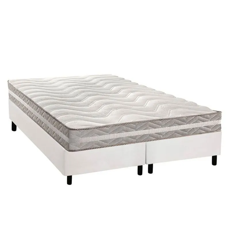 Conjunto Box Queen: Colchão Espuma Paropas D33 D45/ Pro Sono Double Face Prata + Base crc Courano White (158x198)