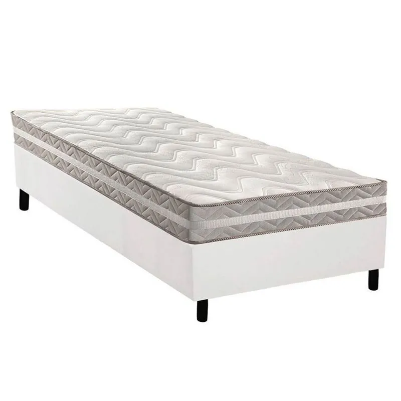 Conjunto Box Solteiro: Colchão Espuma Paropas D33 D45/ Pro Sono Double Face Prata + Base crc Courano White (88x188)