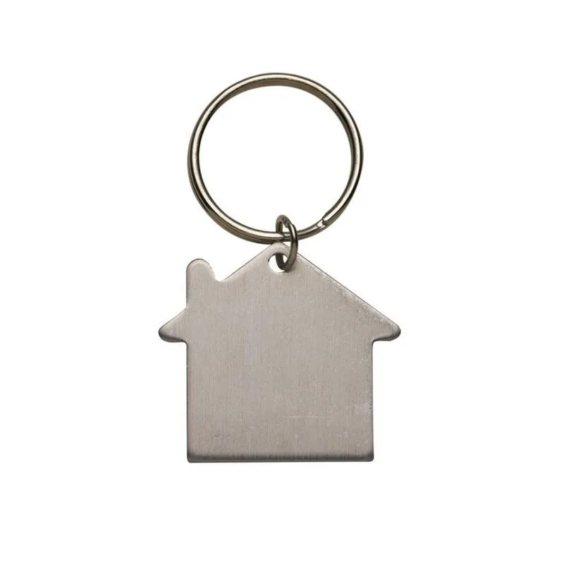 Chaveiro Metal Plaquinha Formato De Casa Liso De Luxo