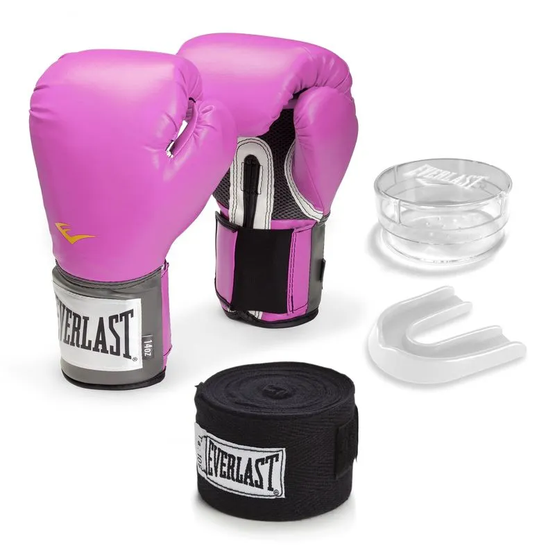 Kit Luva Everlast Training Rosa 10oz Bandagem/ Bucal
