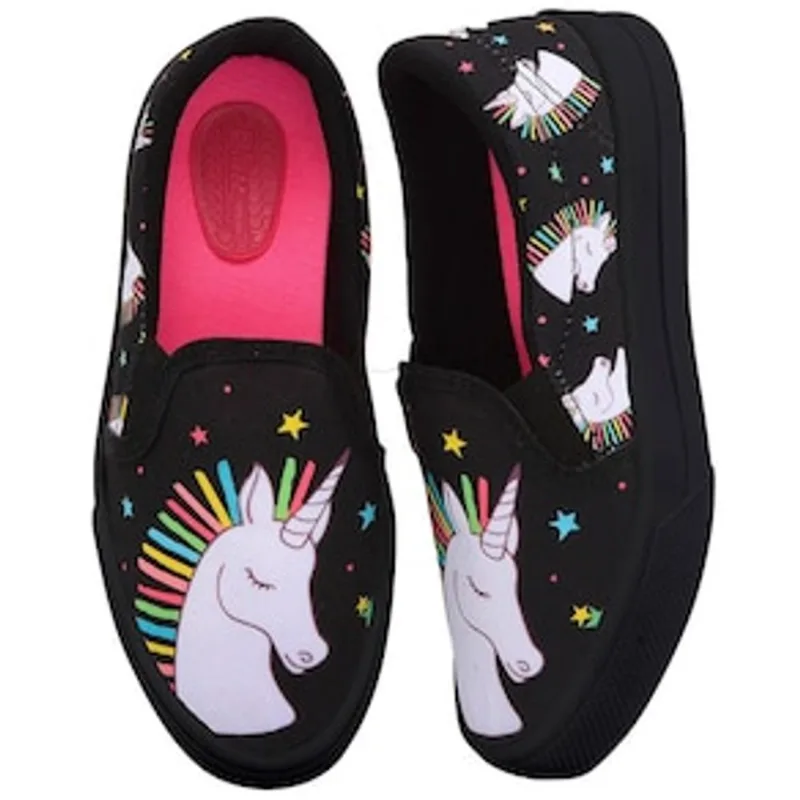 Tênis Infantil Blitzzin Menina Unicórnio - Preto - Tamanho 33/34