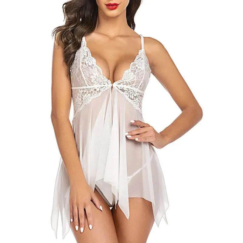 Conjunto De Lingerie Transparentes Elashopp Branco Tamanho Unico