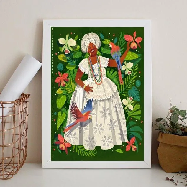 Quadro Decorativo Cultura Baiana 45x34cm - Com Vidro