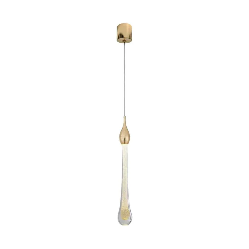 Pendente gota LED branco quente 3000K dourado 3W bivolt 8116
