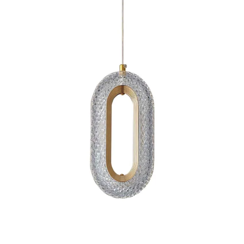 Pendente oval acrilico dourado LED 3 cores 86W bivolt cabo 1,5M 8125-SS