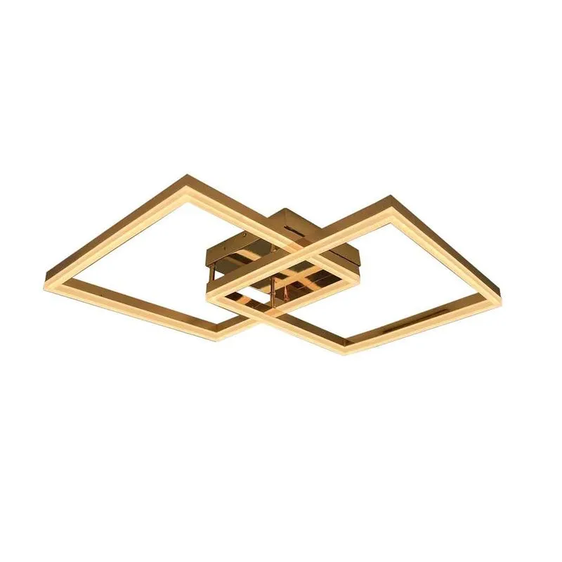Lustre plafon quadrado duplo teto LED branco quente dourado 40W 8136