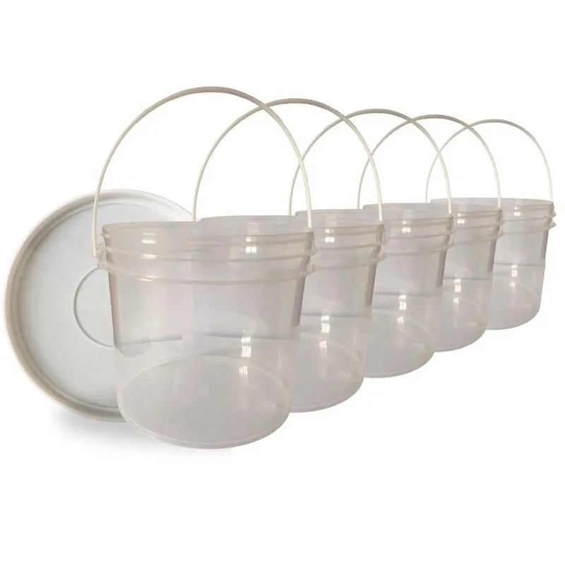 Balde Alça Plastica Pr Transparente 2.2l 5 Pçs