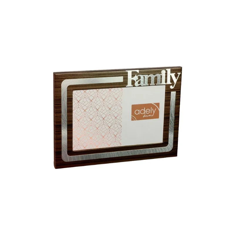 Porta Retrato De Alumínio Family 10x15cm Cinza Com Textura Adely Decor