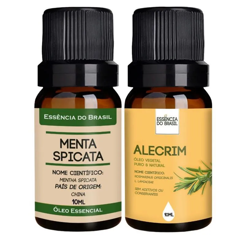 Kit Óleo Essencial Menta + Alecrim 10ml - Essência Brasil