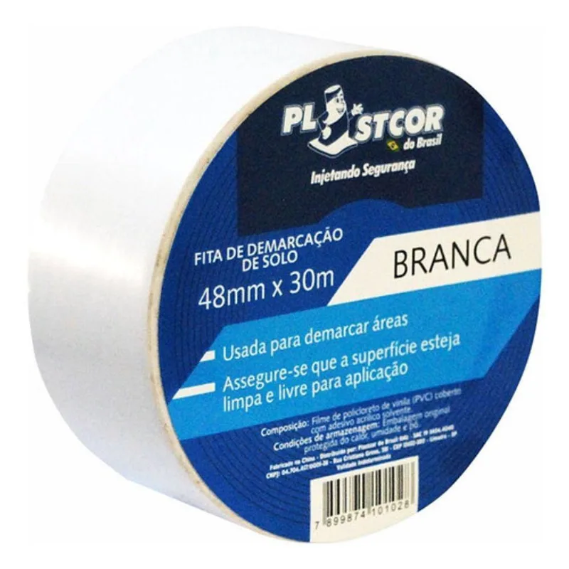 Fita Adesiva Demarcação Branca 48 X 30m Plastcor