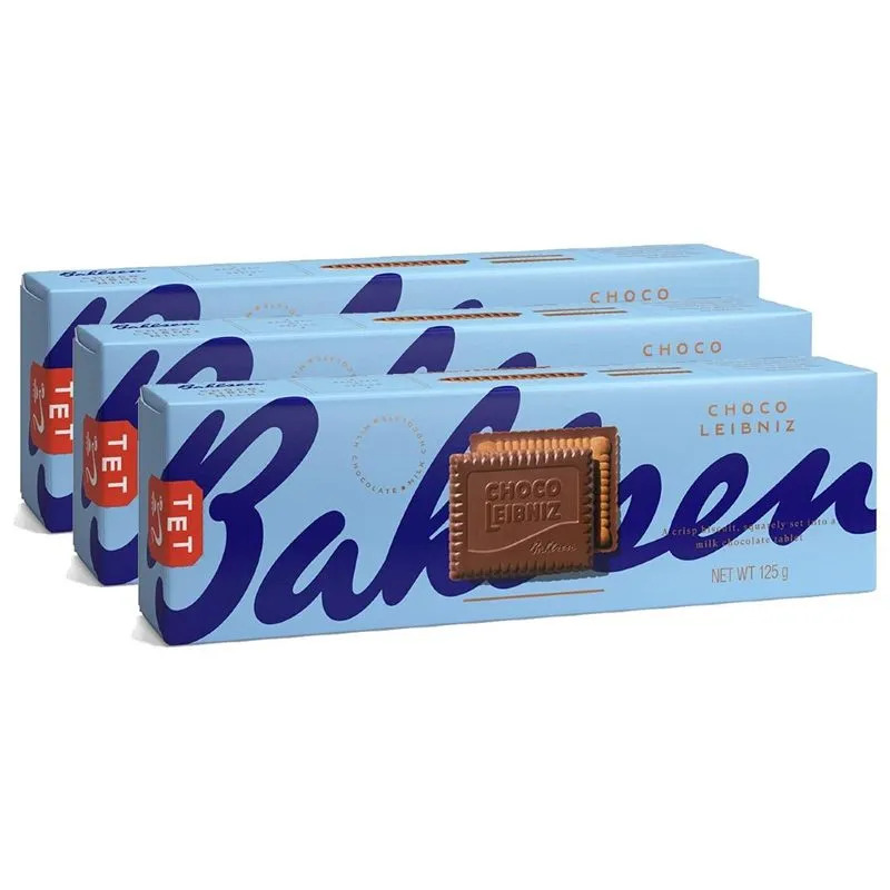 Kit Com 2und Biscoito Alemão Bahlsen Choco Leibnez Milk 125g