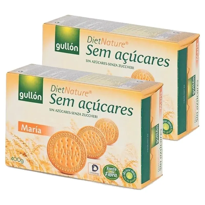 Kit Com 2und Biscoito Gullon Maria Diet Sem Açúcar 400g