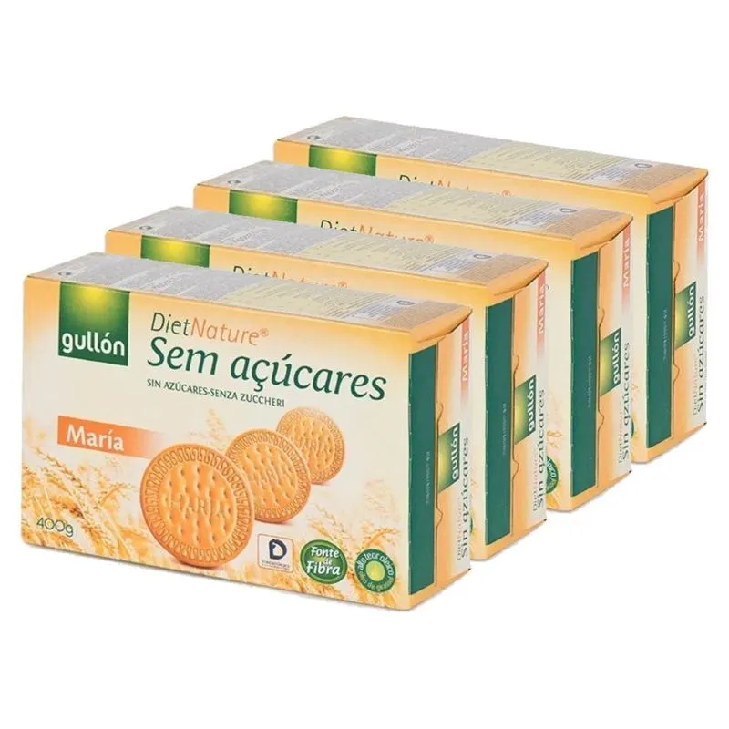 Kit Com 4und Biscoito Gullon Maria Diet Sem Açúcar 400g
