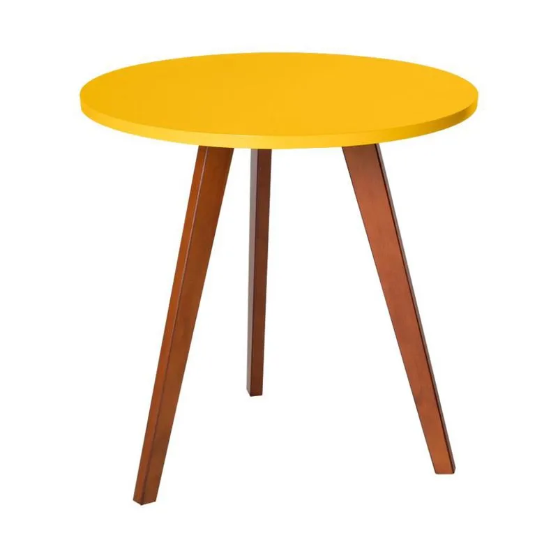 Mesa Lateral Redonda Alta Tóquio Amarela e Castanho