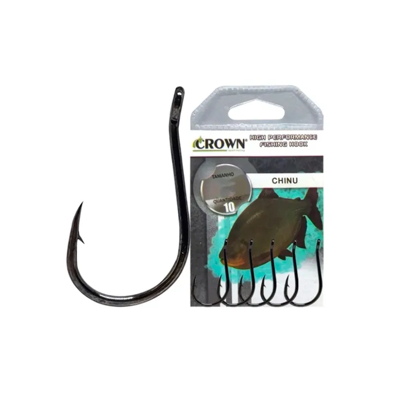 Anzol Crown Chinu Black Super Resistente N° 05 - Cartela Com 10 Unidades