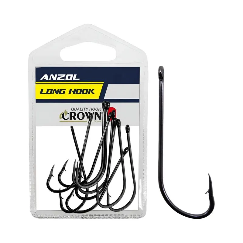 Anzol Crown Long Hook Black Nickel Nº2/0 10un Aço Carbono Forjado Versátil