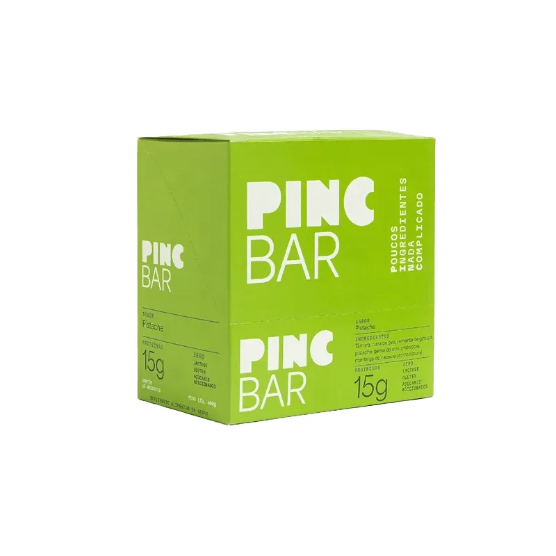 Barra De Proteína Pistache Sem Açúcar 50g Pinc Bar 12 Unidades