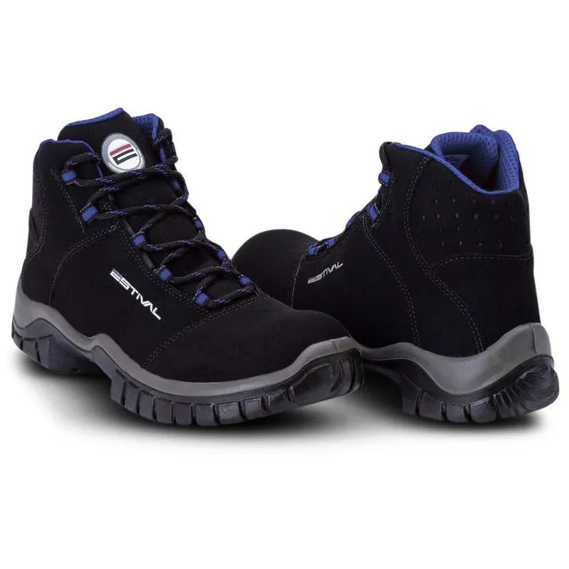 Bota De Segurança Microfibra Preto E Azul Estival