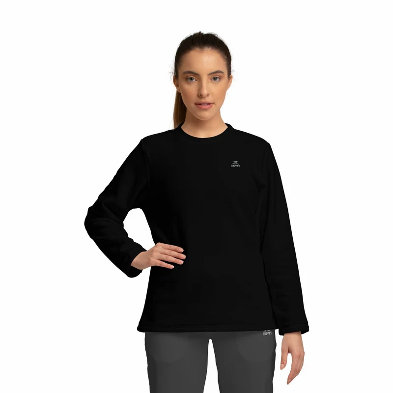 Blusa Fleece FPS UV50+ Solid LS/CN - Feminino EG / Preto