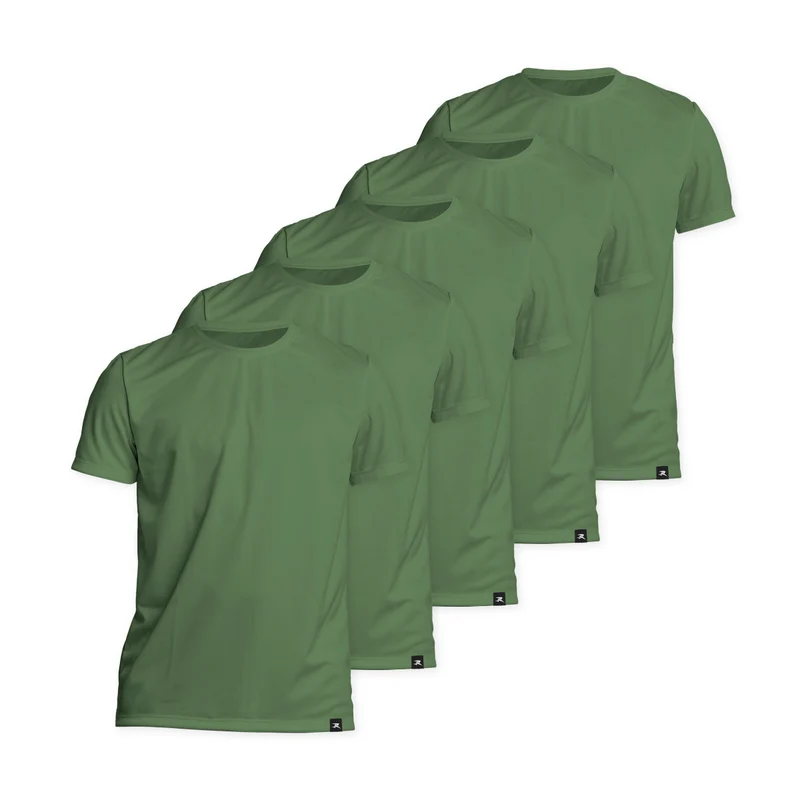 Camiseta Algodão Solid SS - Masculino - Kit com 5 Verde Menta / G