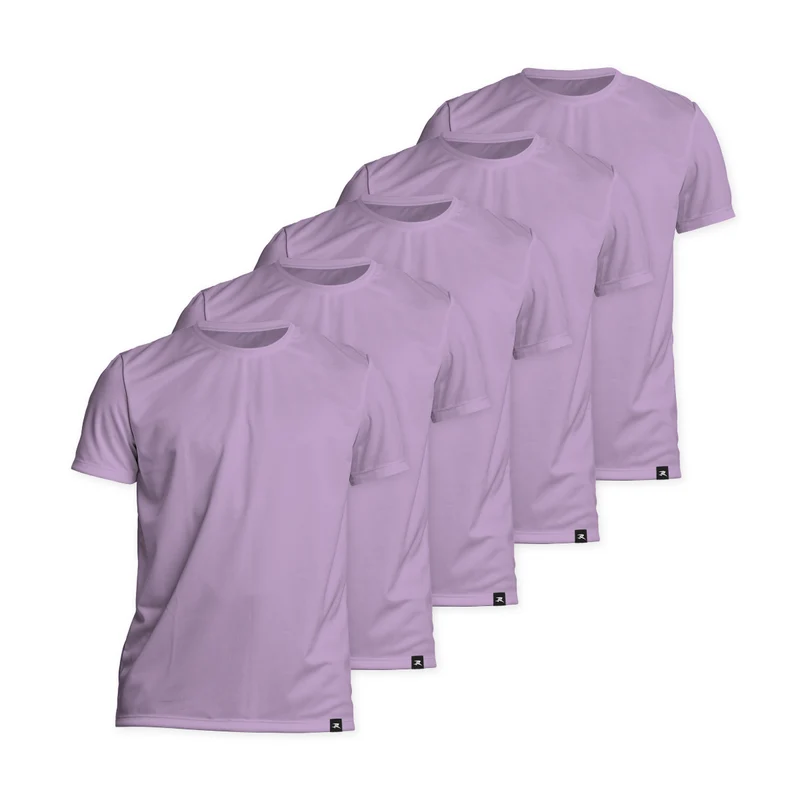 Camiseta Algodão Solid SS - Masculino - Kit com 5 Lilás Lavanda / G