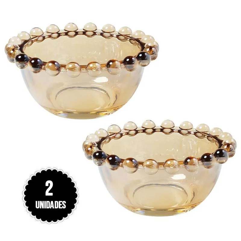 Conjunto 2bowl Ramequim Cristal Perola Amber 75ml Class Home