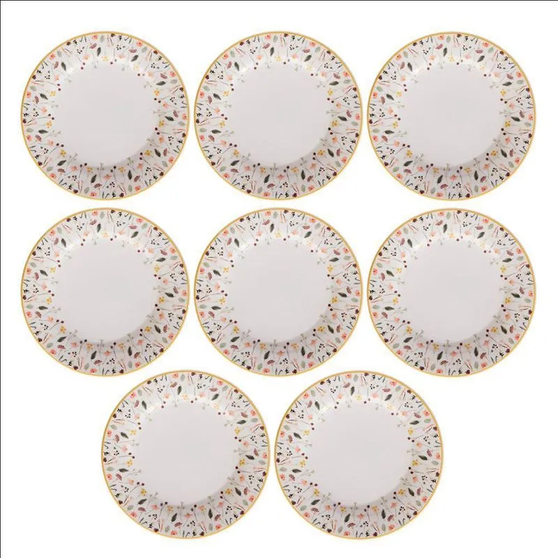 Conjunto 8 Pratos Raso Cerâmica Ashley 24,2Cm Amarelo
