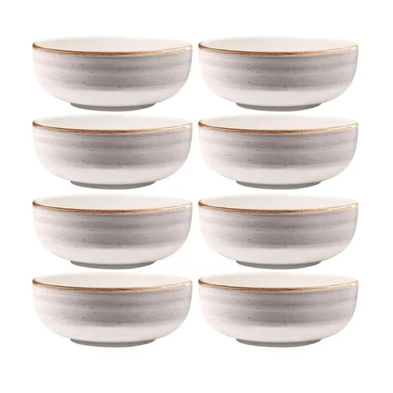 Conjunto 8 Pratos Fundo Sopa Cerâmica Caoba 622Ml Cinza