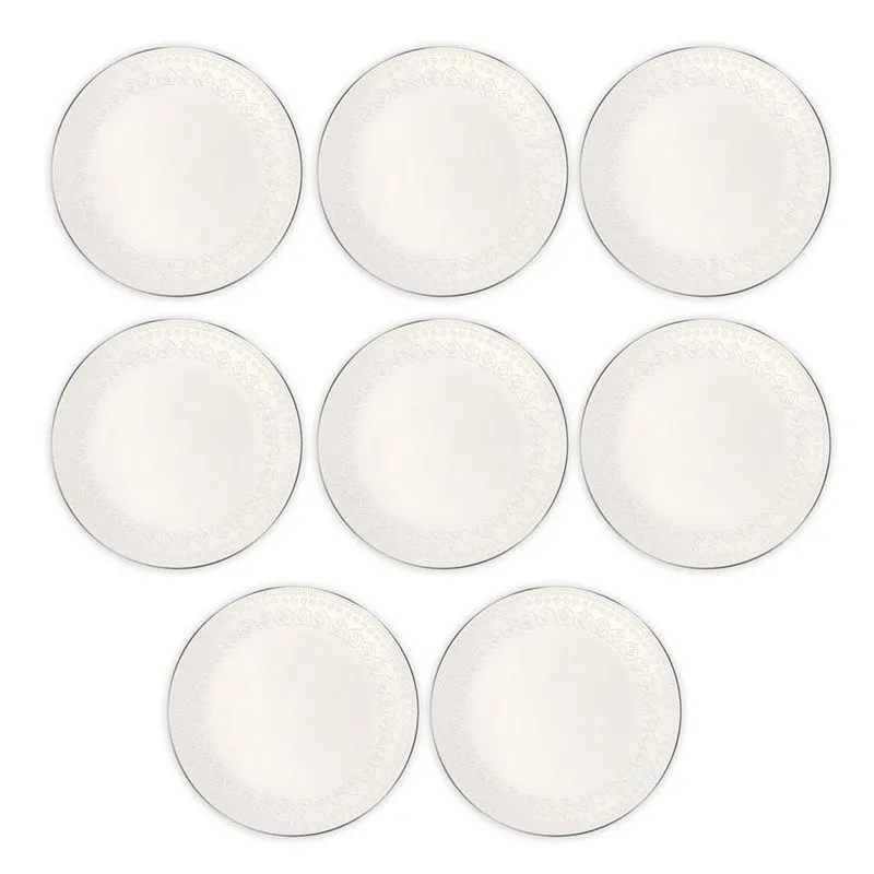 Conjunto 8 Pratos Raso Cerâmica 26,2Cm Harmony Branco