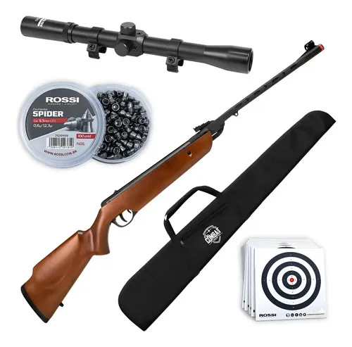 Carabina pressão Dione Sport Madeira 5,5mm + Luneta e Capa