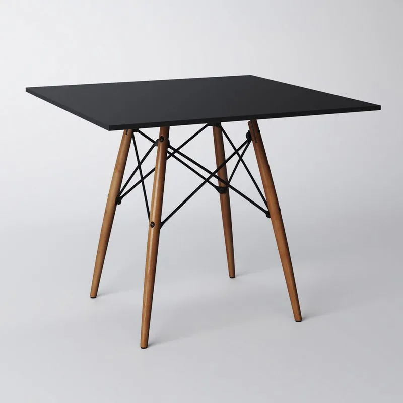 Mesa eiffel wood tampo quadrado de madeira 90 cm preto new green