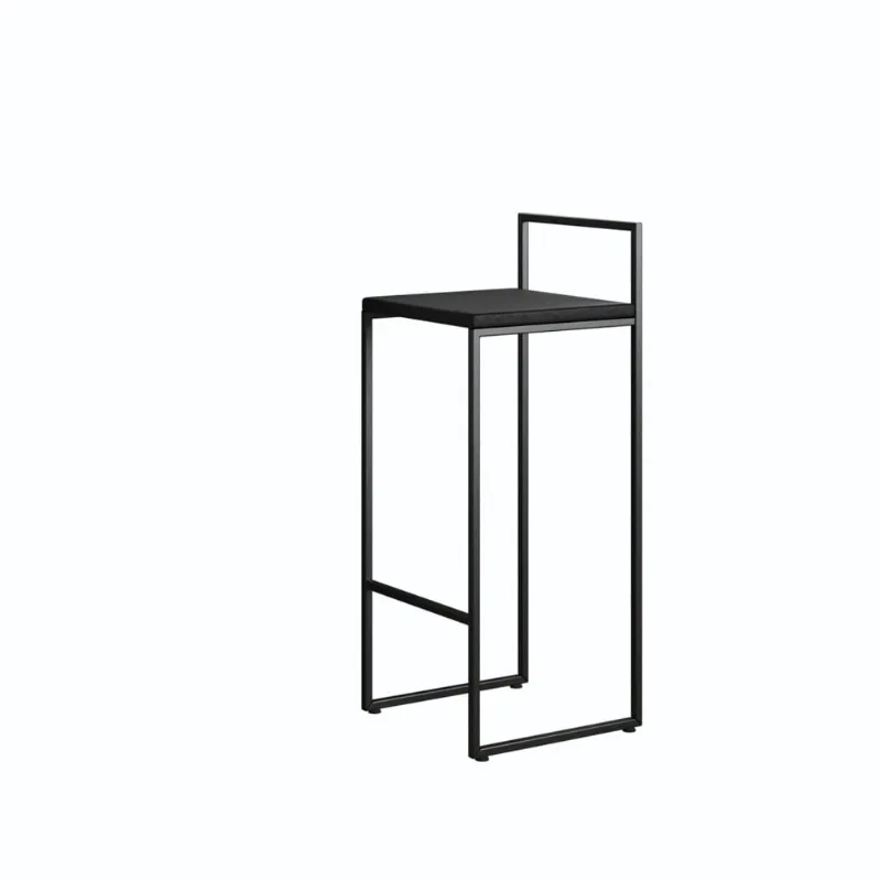 Banqueta Estilo Industrial Dori Preta Assento Corino Preto