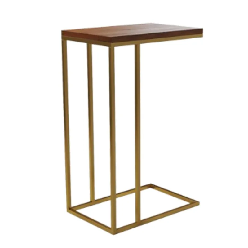 Mesa Lateral Elena Dourada Com Tampo Amêndoa - Asturias