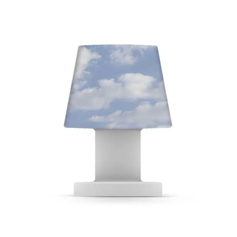 Luminária Abajur de Mesa Pequena Nuvens com Luz Difusa e Capa Removível Bivolt